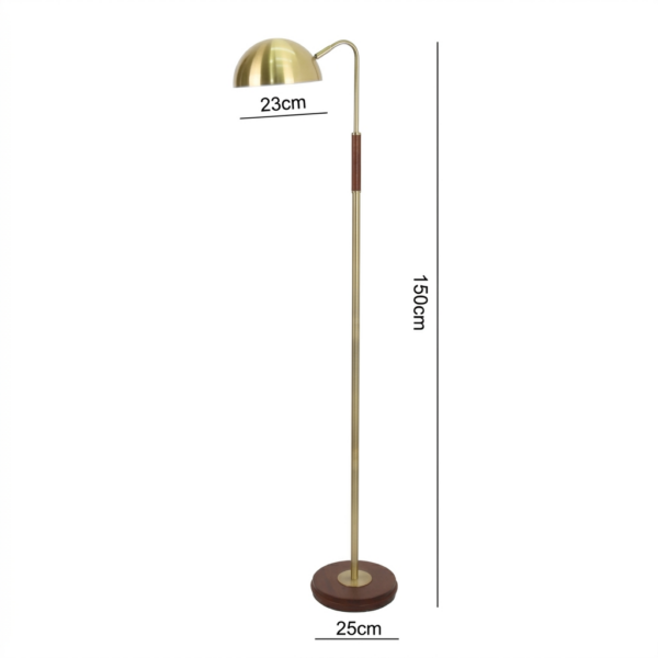 LLF Felix floor lamp featuring adjustable bronze dome shade and wood wrapped stem detail