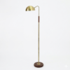 LLF Felix Floor Lamp with bronze metal dome shade and warm brown wood plated metal base