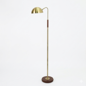 LLF Felix Floor Lamp with bronze metal dome shade and warm brown wood plated metal base