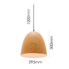 LLP Allen Pendant Light with warm timber finish dome shade on black cord suspension against white background
