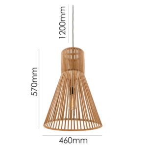 LLP Baloo Large pendant light close up showing natural bamboo slat construction and warm timber finish