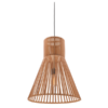 LLP Baloo Large Pendant Light with natural bamboo slatted shade on cord suspension against white background