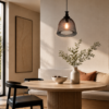 LLP Fleximesh industrial pendant light styled over dining table in contemporary interior setting