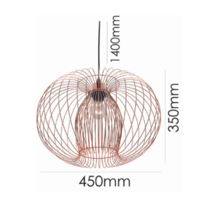 LLP Kidman 450 pendant light featuring open weave copper wire globe shade with visible filament bulb