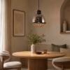 LLP Nakia Nickel industrial pendant light styled in contemporary interior setting