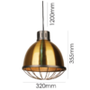 LLP Nakia antique brass dome shade close up showing warm metallic finish and graphite wire cage detail