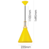 LLP Nui Yellow Pendant Light with bold yellow coated metal cone shade and warm timber finish collar on black cord