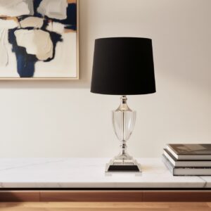 LLT Aden Black Table Lamp with crystal and chrome nickel base