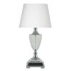 Refined architectural crystal lamp with white textured fabric shade