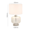 Modern glass table lamp with white linen shade for living room