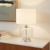 LLT Bonnie white glass table lamp with coffee base and white drum shade