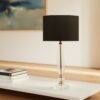 LLT Brianna Black Table Lamp with faceted crystal stem and gold accents