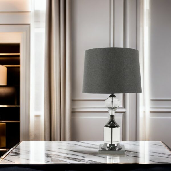 LLT Emerson Charcoal Table Lamp with crystal and black chrome base