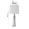 LLT Evie bedside lamp with white shade and clear base