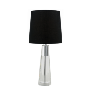 LLT Evie Black Table Lamp with tapered crystal base and chrome trim