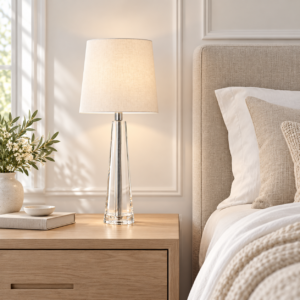 LLT Evie White Table Lamp with crystal and chrome base