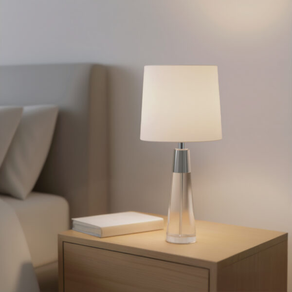 LLT Evie White Table Lamp with crystal and chrome base