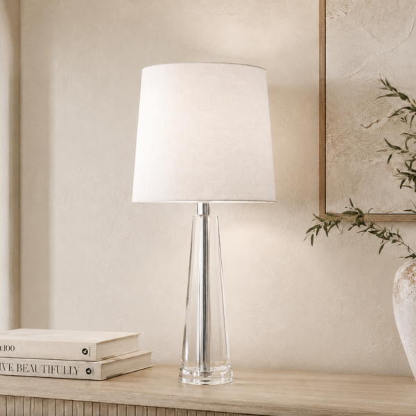 LLT Evie White Table Lamp with crystal and chrome base