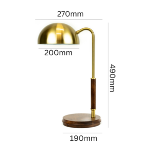 Modern bronze desk lamp with wood base for bedroom