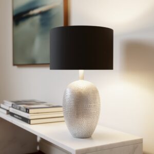 LLT Koal Table Lamp with brushed chrome polymarble indented base