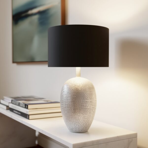 LLT Koal Table Lamp with brushed chrome polymarble indented base