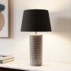 LLT Merger Table Lamp with black and white houndstooth ceramic base