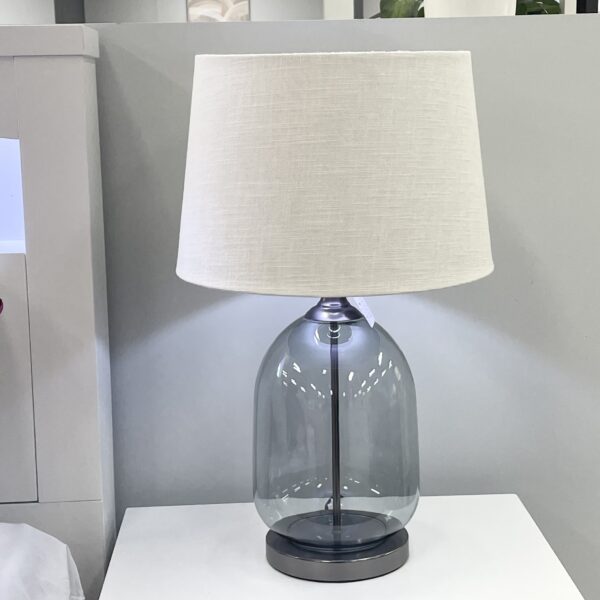 Refined smoked glass table lamp for elegant interior styling