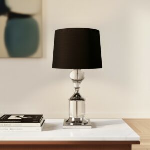 LLT Emerson Black Table Lamp with crystal and black chrome base