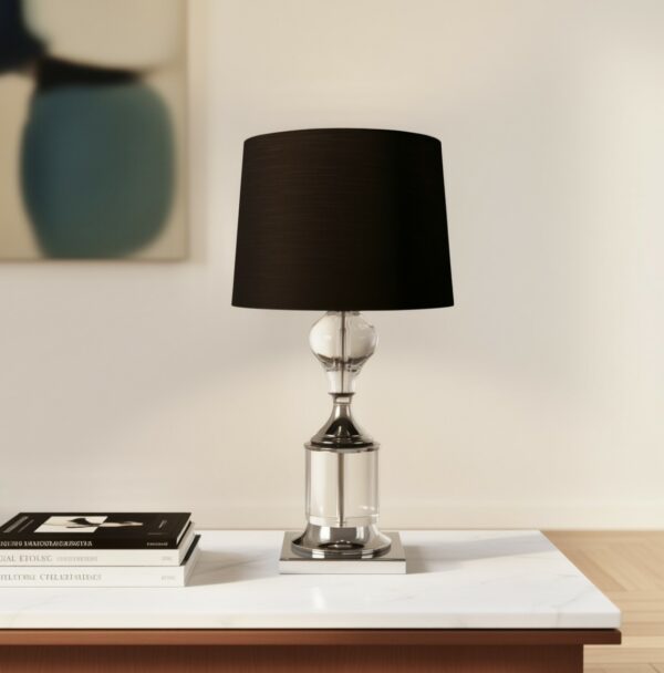 LLT Emerson Black Table Lamp with crystal and black chrome base