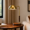 LLT Felix bedside lamp with dome metal shade and timber base