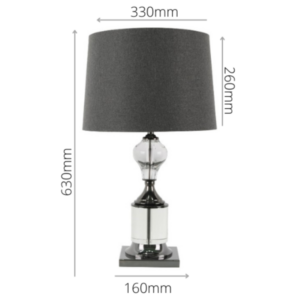 Modern table lamp with charcoal shade and crystal accents