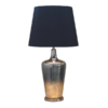 Refined architectural glass lamp with black textured velvet fabric shade