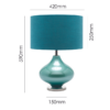 LLT Topaz Table Lamp with blue glass base and linen shade