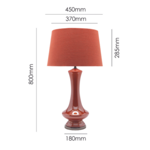 Modern hourglass shaped orange glass table lamp for elegant interior styling
