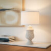 LLT Sellos Cement White Table Lamp with carved polymarble urn base