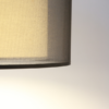 LLP Civic pendant light close up showing sheer black organza outer drum and layered white inner shade contrast detail