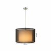 LLP Civic pendant light hanging from brushed nickel ceiling rose on clear cord showing full double drum shade profile