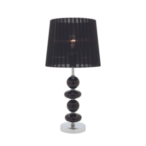 LLT Allsorts Black Table Lamp with chrome base and black glass design