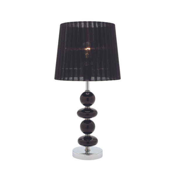 LLT Allsorts Black Table Lamp with chrome base and black glass design