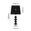 LLT Allsorts Table Lamp featuring black glass base and sheer organza shade