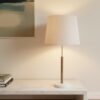LLT Jenkins Mist Table Lamp with unpolished marble base and timber stem