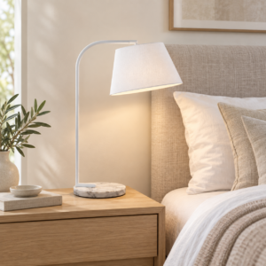 LLT Joii Marble White Table Lamp with marble-finish base