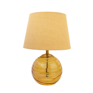LLT Judy Hessian Table Lamp with coffee tinted swirled glass base