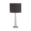 Black Table Lamp with antique brass base and crystal stem
