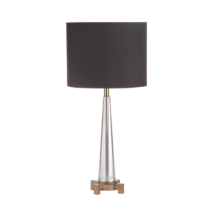 LLT Leon Black Table Lamp with antique brass base and crystal stem