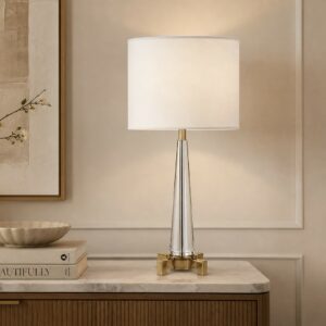Modern antique brass and crystal table lamp for elegant interior styling