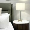 Modern antique brass and crystal table lamp for elegant interior styling