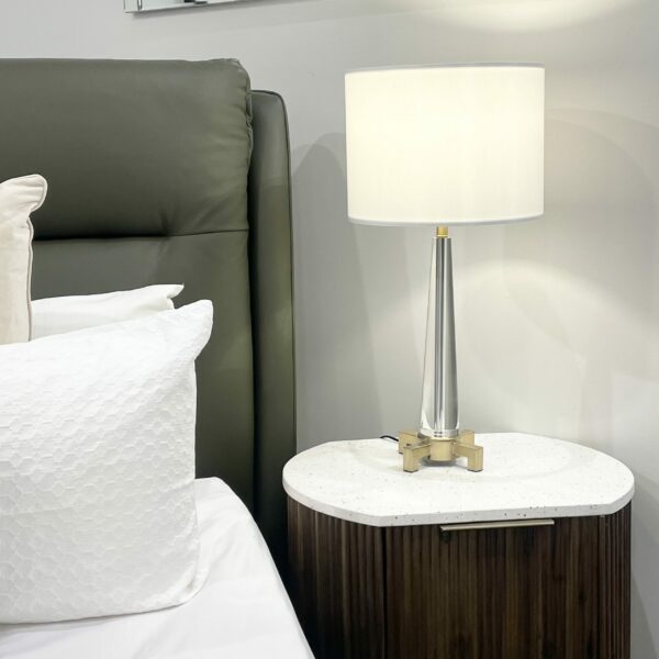 Modern antique brass and crystal table lamp for elegant interior styling