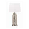 LLT Tritan White Table Lamp with detailed mercury glass base and nickel accents