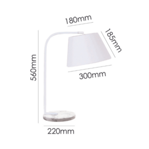 Modern white metal table lamp with tapered shade